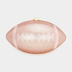 Rose Gold Rhinestone Crystal Football Clutch Bag